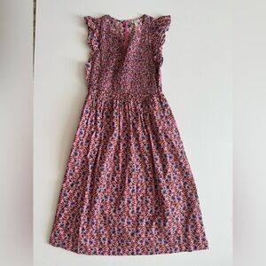 J Crew Pink Floral Smocked Dress w pockets